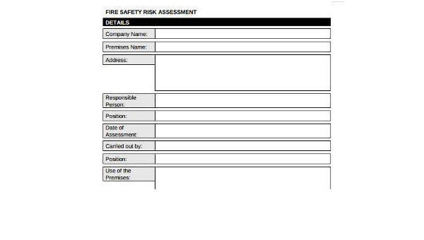 sample safety assessment forms