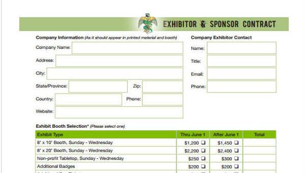 sample sponsor contract forms