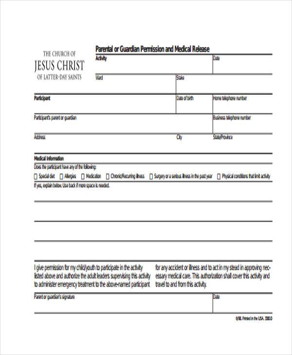 sample temporary medical release form