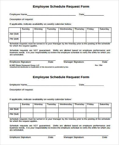 schedule request off form
