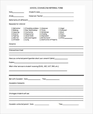 FREE 9+ Sample School Counseling Forms in PDF | MS Word