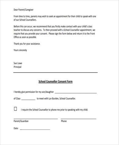 school counselling consent form