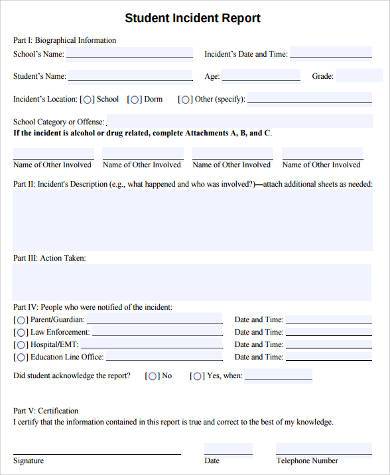 school incident report form