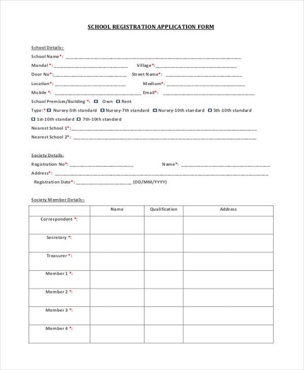 FREE 8+ Sample School Application Forms in PDF | MS Word | Excel