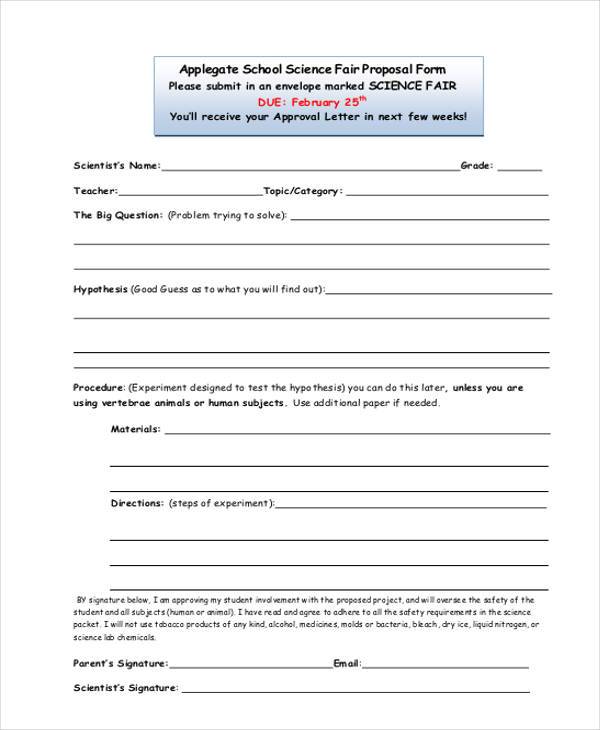 school science fair proposal form