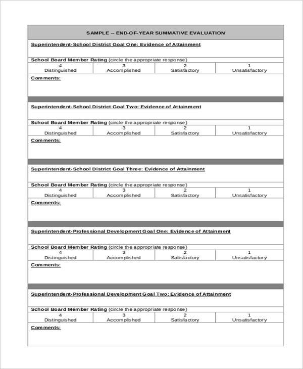 school superintendent evaluation form