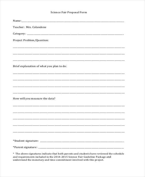 science fair proposal form example