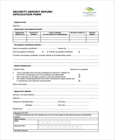 security deposit refund application form