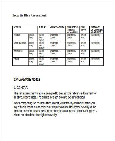 security risk assessment format