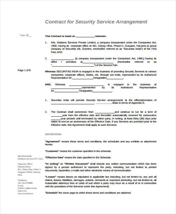 Writing service contract definition