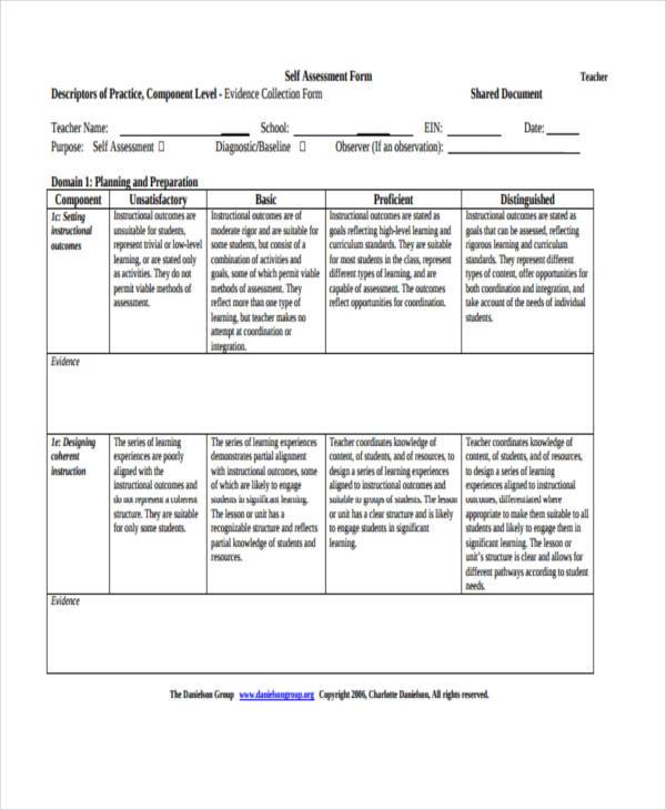 FREE 8+ Sample Self Assessment Forms in PDF | MS Word