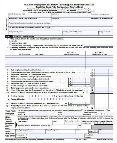 self employment tax return information form