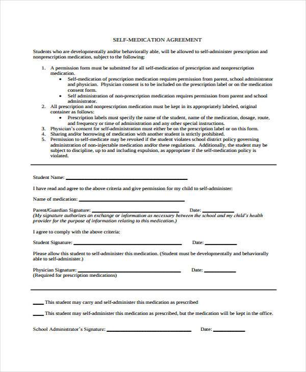 self medication agreement form example