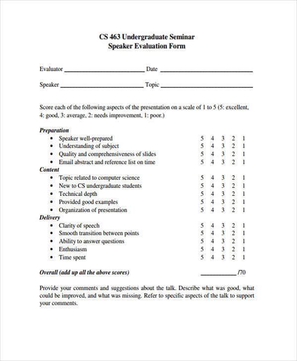 seminar speaker evaluation form
