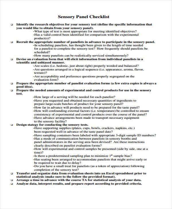 Free 8 Sensory Evaluation Forms In Pdf Ms Word