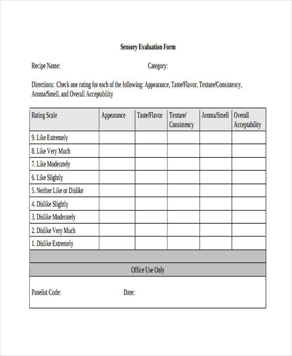 sensory evaluation form example1