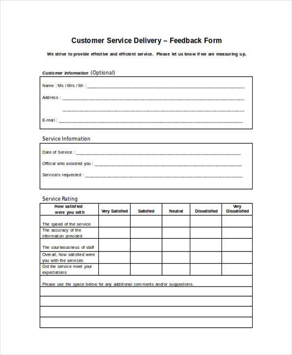 service delivery feedback form