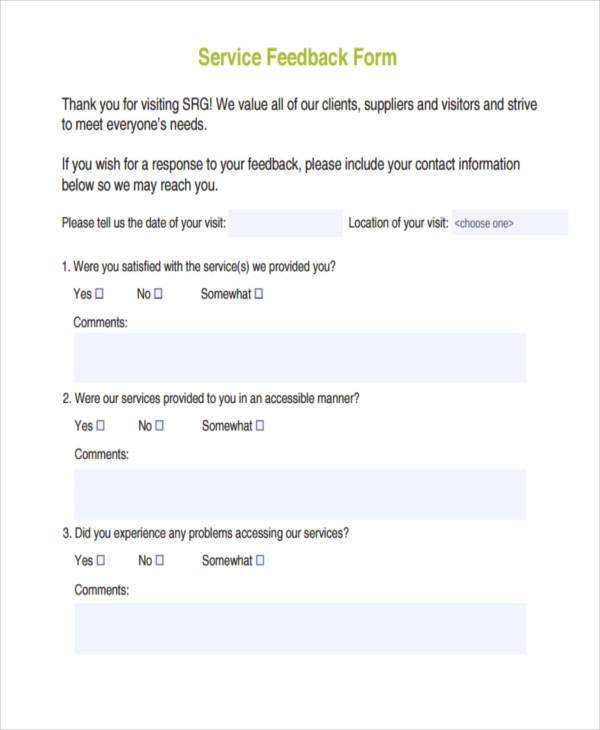 service feedback form example