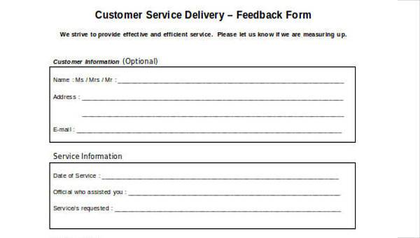 FREE 10 Service Feedback Form Samples in PDF Word Excel. 