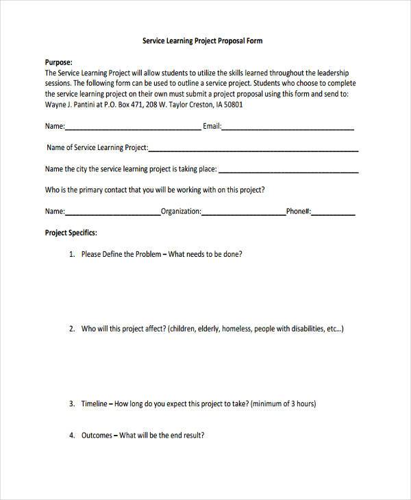 service learning proposal form example