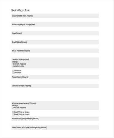 service report form example