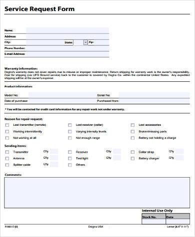 service request form in pdf