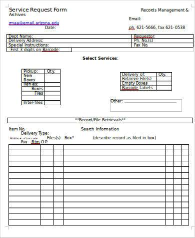 service request form in word format1