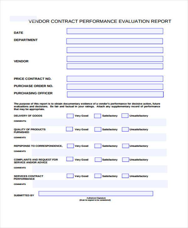 service vendor evaluation form