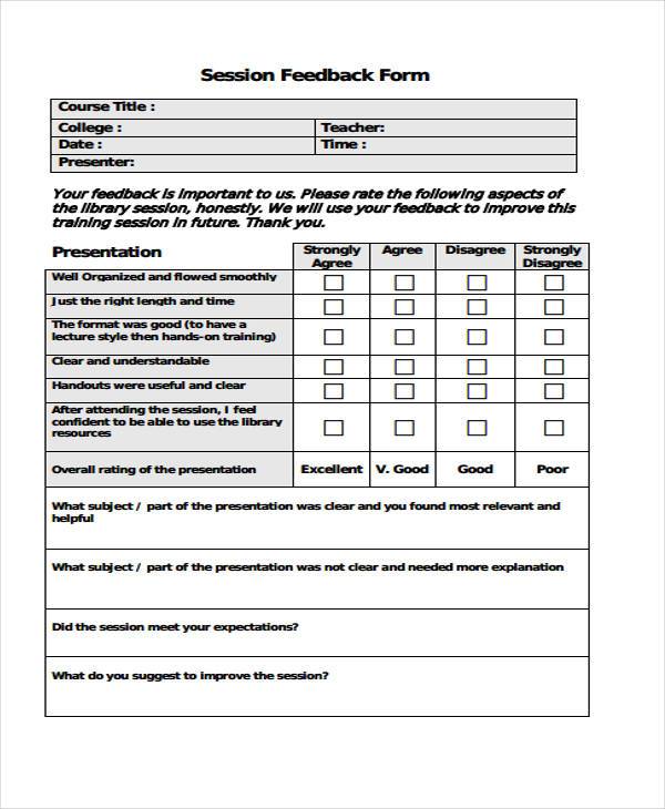 session feedback form example