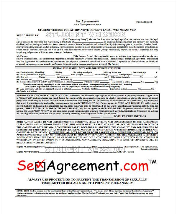 Free 7 Sample Sexual Consent Forms In Pdf Ms Word 7750