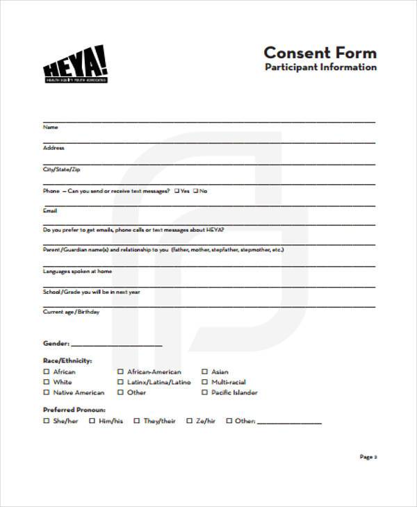 Free 7 Sample Sexual Consent Forms In Pdf Ms Word 8575