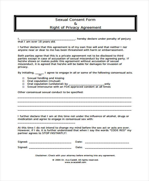 Free 7 Sample Sexual Consent Forms In Pdf Ms Word 0866