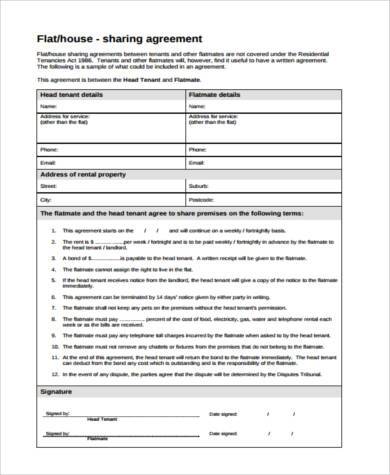 share housing agreement form