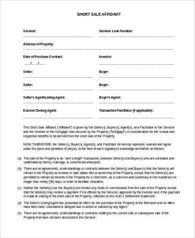 short sale affidavit form doc