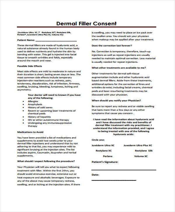 Free 7 Sample Dermal Filler Consent Forms In Pdf Ms Word 7682