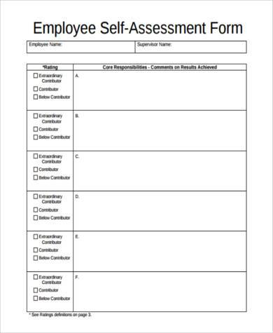 simple employee self assessment form