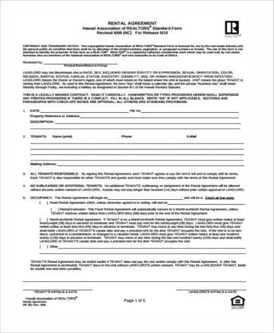 simple generic rental agreement form