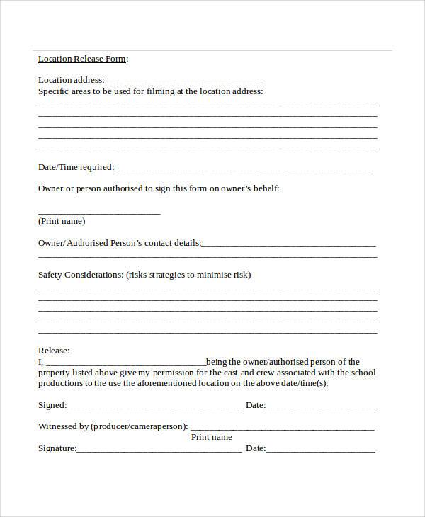 simple location release form1