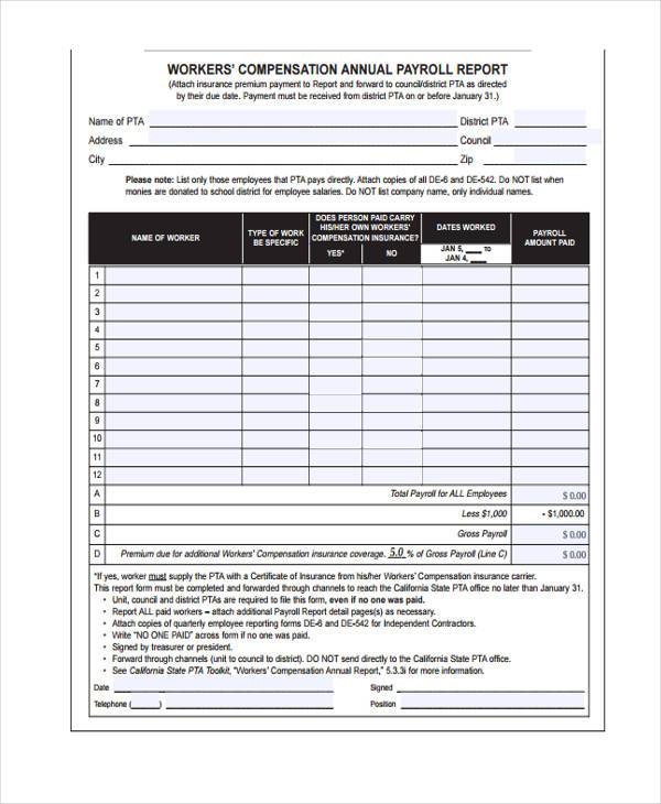 FREE 7+ Sample Payroll Reporting Forms in PDF MS Word