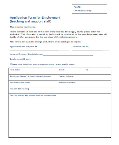 simple school application form