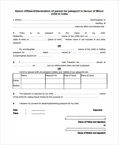 simple sworn affidavit form