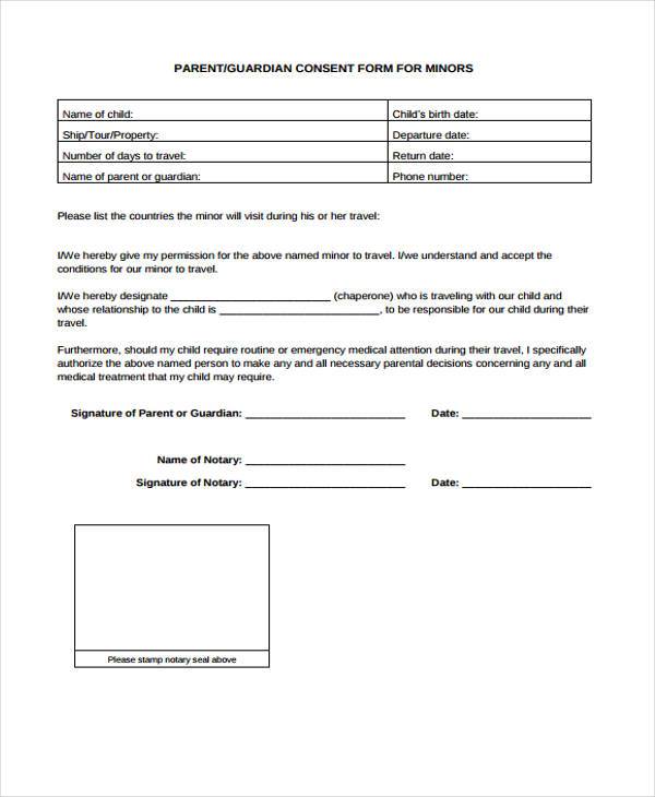 single parent travel consent form sample