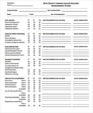 site safety inspectionassessment form