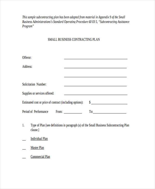 small business contract form