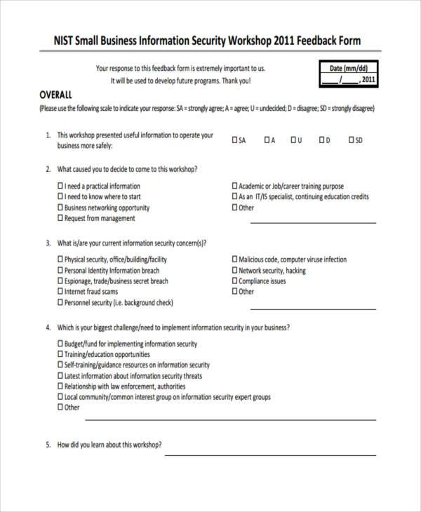 small business feedback form