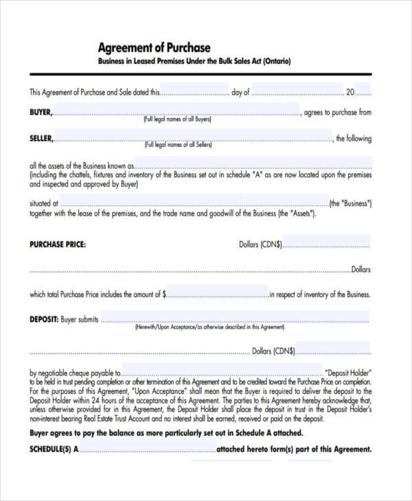 FREE 7+ Business Purchase Agreement Forms in PDF MS Word
