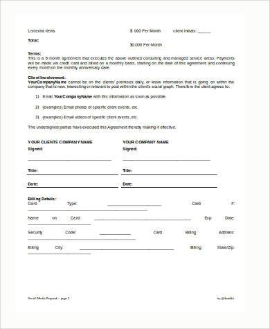 social media marketing proposal form
