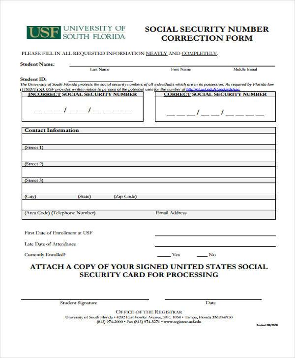 FREE 8+ Sample Social Security Card Forms in PDF | MS Word - Amending Errors On Social Security Card Application
