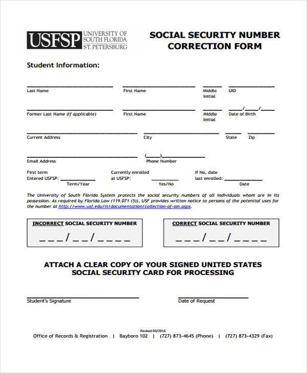 social security card form in word format