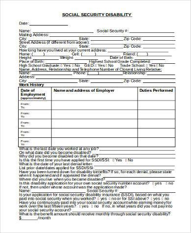 social security disability application form printable That ...